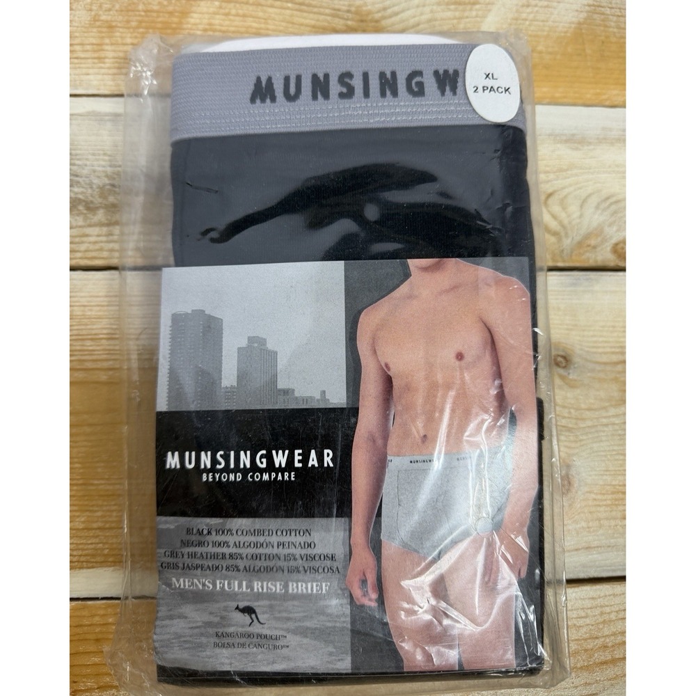 Munsingwear Full Rise Briefs Kangaroo Pouch Black Gray 2Pk XL Discontinued